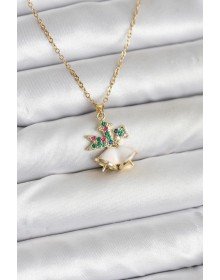 316L Çelik Zincir Gold Renk Chirtsmas Bell Model Yılbaşı Temalı Kadın Kolye