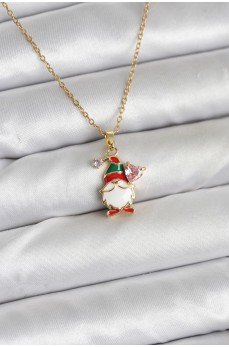 316L Çelik Zincir Gold Renk Yılbaşı Teması Kadın Kolye