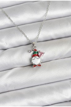 316L Çelik Zincir Gümüş Renk Yılbaşı Teması Kadın Kolye