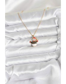 316L Çelik Zincir Gold Renk Kardan Adam Figürlü Yılbaşı Temalı Kadın Kolye