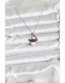 316L Çelik Zincir Gümüş Renk Kardan Adam Figürlü Yılbaşı Temalı Kadın Kolye