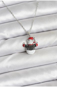 316L Çelik Zincir Gümüş Renk Kardan Adam Figürlü Yılbaşı Temalı Kadın Kolye