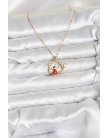 316L Çelik Zincir Gold Zirkon Taşlı Yılbaşı Tema Kadın Kolye