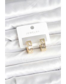 Pirinç Gold Renk Zirkon Taşlı Halka Kadın Küpe