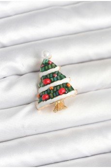 Süslü Çam Ağacı Model Yılbaşı Temalı Broş