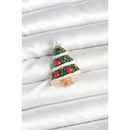 Süslü Çam Ağacı Model Yılbaşı Temalı Broş Süslü Çam Ağacı Model Yılbaşı Temalı Broş