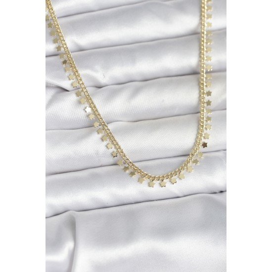 Pirinç Gold Renk Sıralı Yıldız Kadın Kolye Pirinç Gold Renk Sıralı Yıldız Kadın Kolye