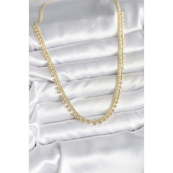 Pirinç Gold Renk Sıralı Topçuk Model Kadın Kolye Pirinç Gold Renk Sıralı Topçuk Model Kadın Kolye