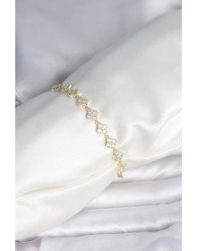 Zirkon Taşlı Pirinç Yonca Model Bileklik