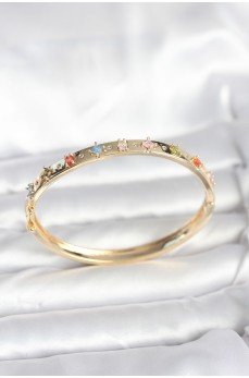 Pirinç Gold Renk Zirkon Taşlı Kelepçe Bileklik Pirinç Gold Renk Zirkon Taşlı Kelepçe Bileklik