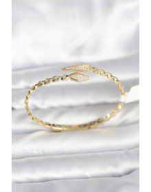 Yılan Model Pirinç Gold Renk Kadın Kelepçe Bileklik
