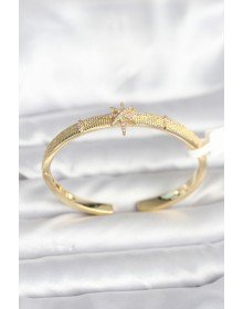 Pirinç Gold Renk Kutup Yıldızı Model Kadın Kelepçe Bileklik