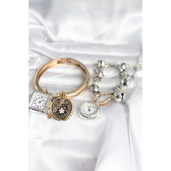 Gold ve Gümüş Renk Bileklik Kombini