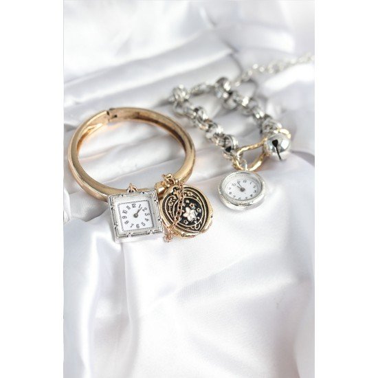 Gold ve Gümüş Renk Bileklik Kombini