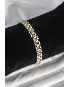 316L Çelik Gold ve Gümüş Renk 7 mm Kalınlık Erkek Bileklik