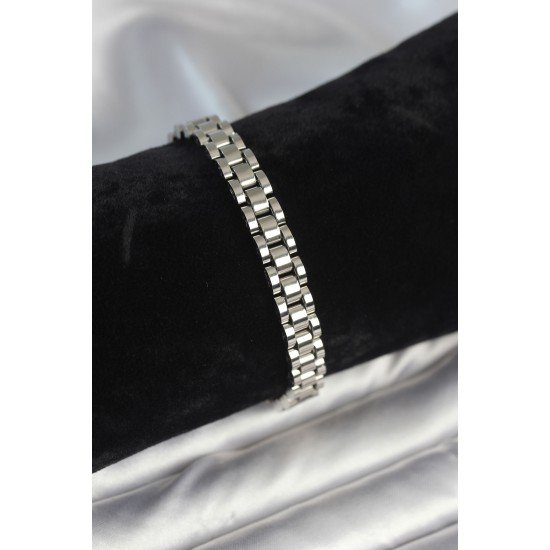 316L Çelik Gümüş Renk 7 mm Kalınlık Erkek Bileklik