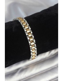 316L Çelik Gold ve Gümüş Renk 9 mm Kalınlık Erkek Bileklik