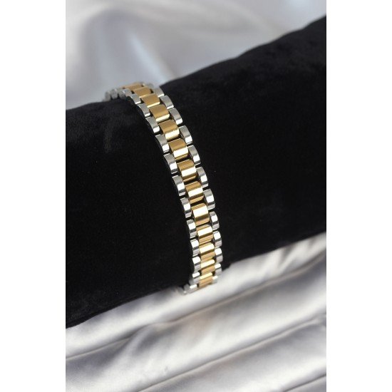 316L Çelik Gold ve Gümüş Renk 9 mm Kalınlık Erkek Bileklik 316L Çelik Gold ve Gümüş Renk 9 mm Kalınlık Erkek Bileklik