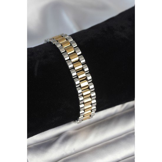316L Çelik Gold ve Gümüş Renk 12 mm Kalınlık Erkek Bileklik 316L Çelik Gold ve Gümüş Renk 12 mm Kalınlık Erkek Bileklik