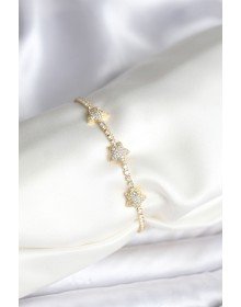 Yıldız Model Zirkon Taşlı Gold Renk Pirinç Su Yolu Kadın Bileklik