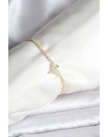 Anka Kuşu Model Zirkon Taşlı Gold Renk Pirinç Su Yolu Kadın Bileklik