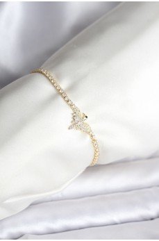 Anka Kuşu Model Zirkon Taşlı Gold Renk Pirinç Su Yolu Kadın Bileklik