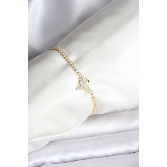 Anka Kuşu Model Zirkon Taşlı Gold Renk Pirinç Su Yolu Kadın Bileklik Anka Kuşu Model Zirkon Taşlı Gold Renk Pirinç Su Yolu Kadın Bileklik