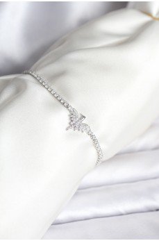 Anka Kuşu Model Zirkon Taşlı Gümüş Renk Pirinç Su Yolu Kadın Bileklik