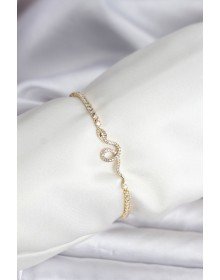 Yılan Model Zirkon Taşlı Gold Renk Pirinç Su Yolu Kadın Bileklik
