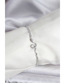 Yılan Model Zirkon Taşlı Gümüş Renk Pirinç Su Yolu Kadın Bileklik