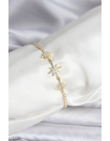 Kutup Yıldızı Model Zirkon Taşlı Gold Renk Su Yolu Kadın Bileklik