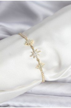 Kutup Yıldızı Model Zirkon Taşlı Gold Renk Su Yolu Kadın Bileklik