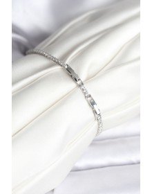 Çiçekli Model Zirkon Taşlı Gümüş Renk Su Yolu Kadın Bileklik