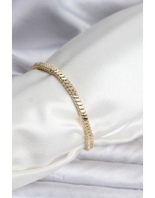 14K Gold Renk Kaplama Kare Zincir Model CM Kadın Bileklik