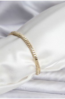 14K Gold Renk Kaplama Kare Zincir Model CM Kadın Bileklik