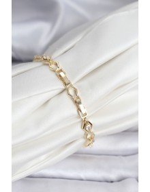 14K Gold Renk Kaplama Baklava Dilim Model Kadın Bileklik