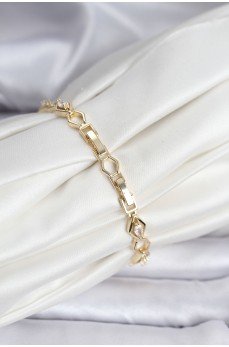 14K Gold Renk Kaplama Baklava Dilim Model Kadın Bileklik