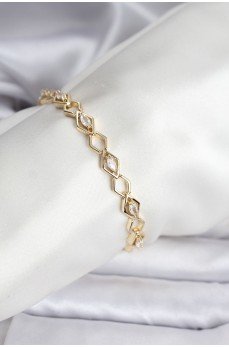 14K Gold Renk Kaplama Baklava Dilim Model Kadın Bileklik