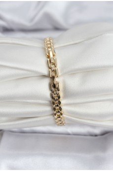 14K Gold Renk Kaplama Zirkon Kare Taşlı CM Kadın Bileklik