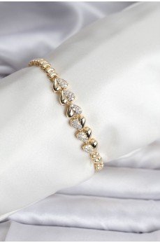 14K Gold Renk Kaplama Kalp Model CM Kadın Bileklik