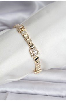 14K Gold Renk Kaplama Zirkon Taşlı CM Kadın Bileklik