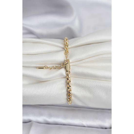 14K Gold Renk Kaplama Zincir Model Kadın CM Bileklik 14K Gold Renk Kaplama Zincir Model Kadın CM Bileklik