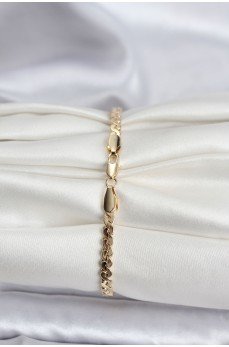 14K Gold Renk Kaplama Ezme Yılan Zincir Model CM Kadın Bileklik