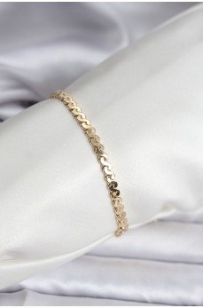 14K Gold Renk Kaplama Ezme Yılan Zincir Model CM Kadın Bileklik