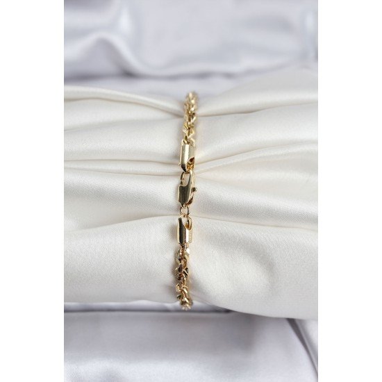 14K Gold Renk Kaplama Burgu Zincir Model CM Kadın Bileklik 14K Gold Renk Kaplama Burgu Zincir Model CM Kadın Bileklik