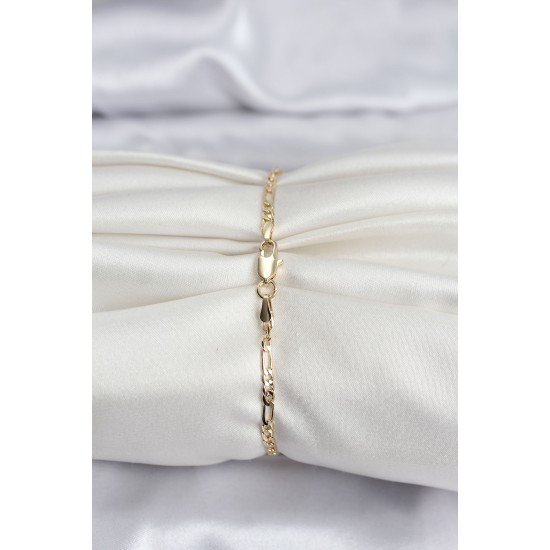 14K Gold Renk Kaplama Minimal Zincir Model CM Kadın Bileklik