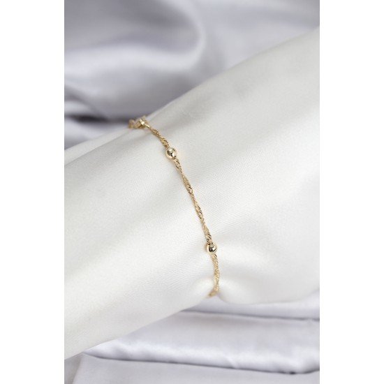 14K Gold Renk Kaplama Topçuklu Model CM Kadın Bileklik