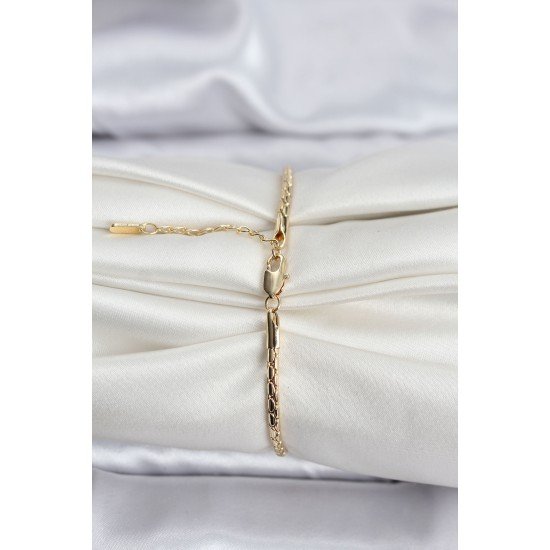 14K Gold Renk Kaplama Zincirli Model CM Kadın Bileklik 14K Gold Renk Kaplama Zincirli Model CM Kadın Bileklik