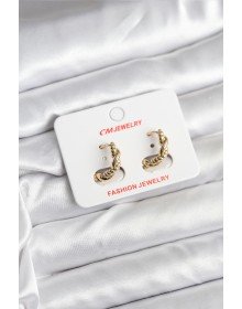 14K Gold Renk Kaplama Burgu Model CM Kadın Küpe