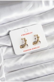 14K Gold Renk Kaplama Burgu Model CM Kadın Küpe